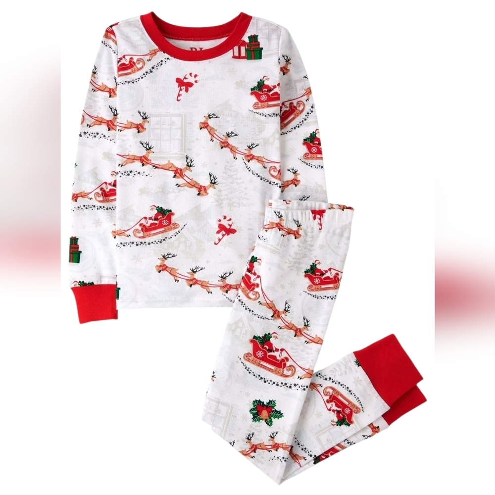 The Children's Place Kids Unisex Santa  Sleigh Snug Fit Cotton Pajamas